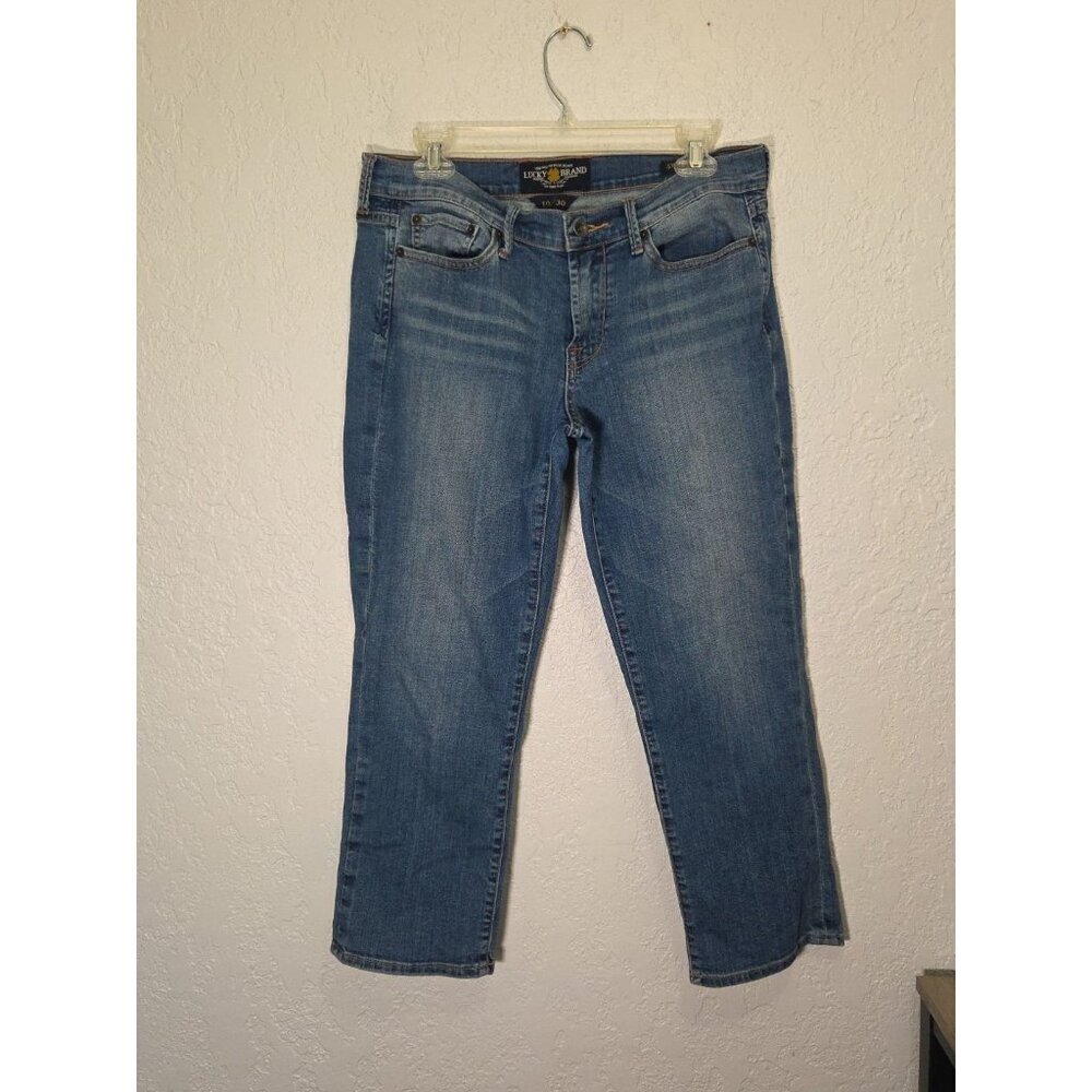 Lucky Brand Sweet N Crop Jeans Womens 10/30 Dark Blue Denim Straight 5 Pocket